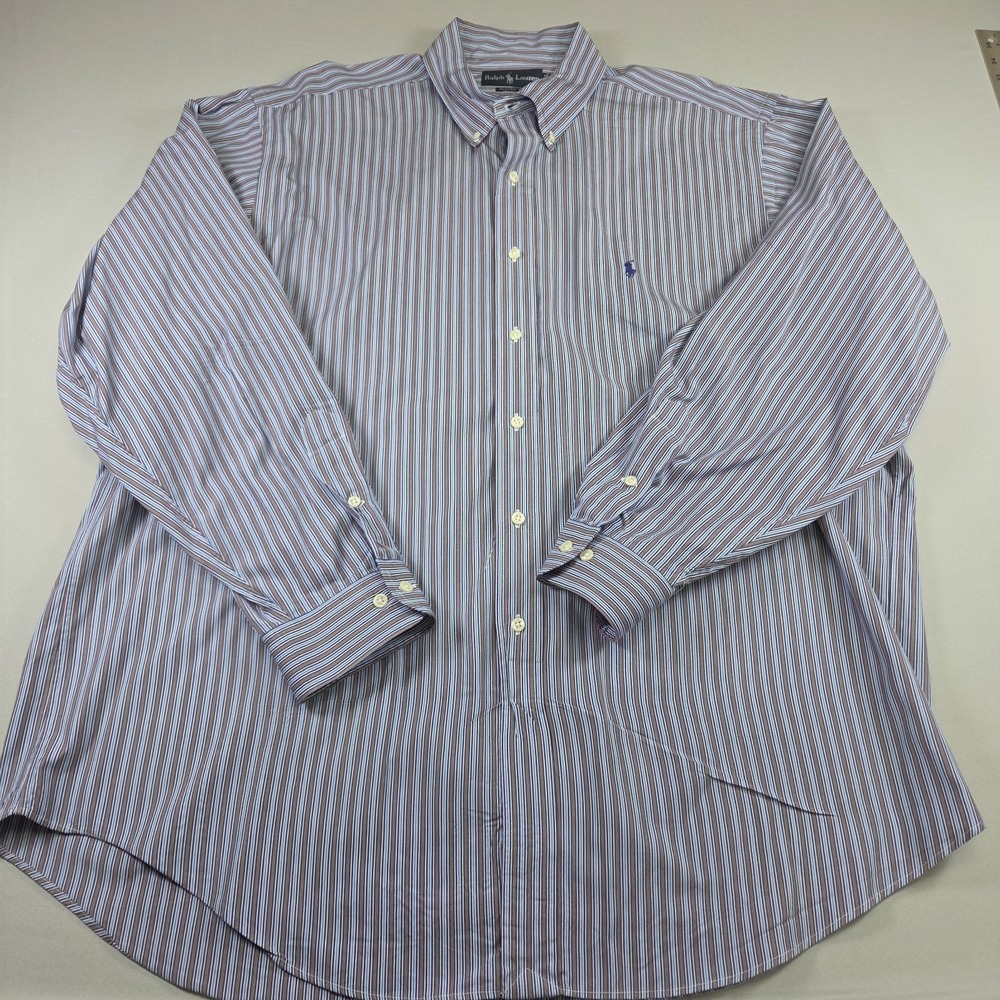 Ralph Lauren Polo Men's Classic Fit Long Sleeve Multicolored Striped Shirt 18 36